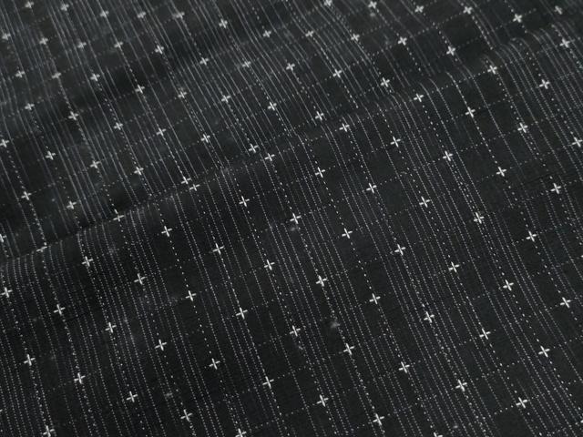 平和屋着物●三代目 市三郎 大原紬 縞 十字絣 黒地 証紙付き 正絹 逸品 CABG0549yc