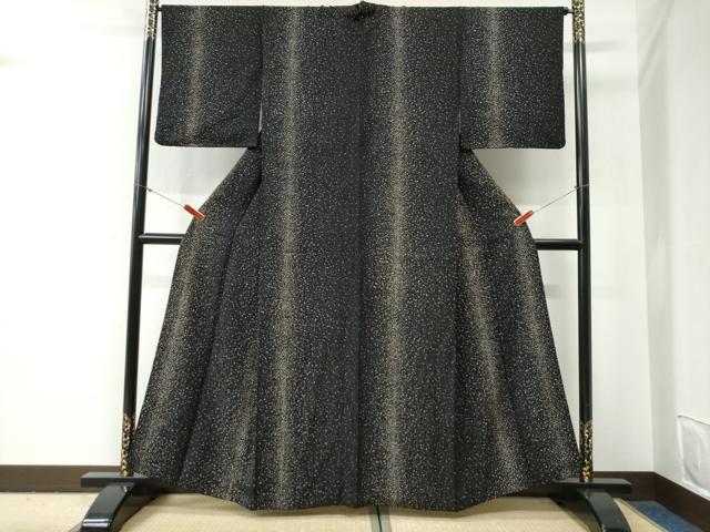 平和屋着物●上質な小紋 霰文 黒地 正絹 逸品 CABG0553yc