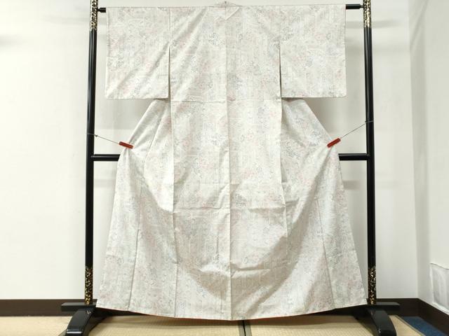 平和屋着物●本場大島紬 白大島 9マルキ 吉祥花唐草文 正絹 逸品 CABG0558yc