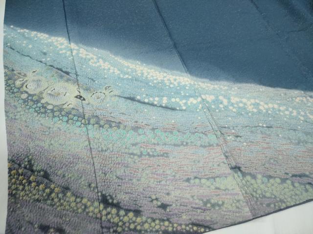平和屋着物●十日町 名門 滝泰謹製 中国三大刺繍 相良刺繍 訪問着 朧染め 重ね絞り 辻が花 暈し染め 金通し地 鈴乃屋扱い 逸品 CABG0564yc