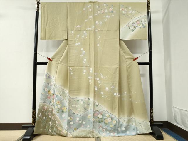 平和屋着物●訪問着 友禅 草花文 暈し染め 正絹 逸品 CABG0571yc