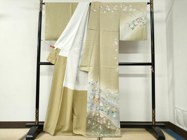 平和屋着物●訪問着 友禅 草花文 暈し染め 正絹 逸品 CABG0571yc