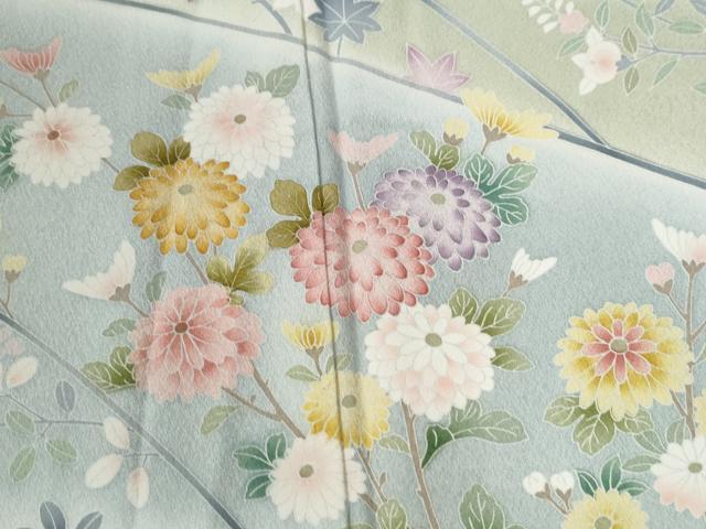 平和屋着物●訪問着 友禅 草花文 暈し染め 正絹 逸品 CABG0571yc