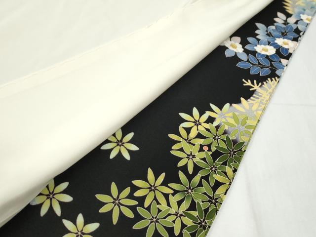 平和屋着物●豪華黒留袖 友禅 作家物 尾長鳥草花文 暈し染め 正絹 逸品 CABG0585yc