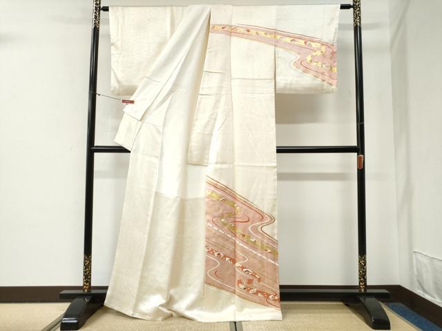 平和屋着物●訪問着 駒刺繍 鬘帯地紙吉祥花文 金彩 正絹 逸品 CABG0586yc