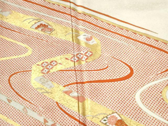 平和屋着物●訪問着 駒刺繍 鬘帯地紙吉祥花文 金彩 正絹 逸品 CABG0586yc