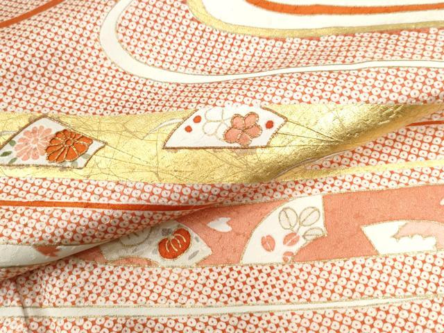 平和屋着物●訪問着 駒刺繍 鬘帯地紙吉祥花文 金彩 正絹 逸品 CABG0586yc