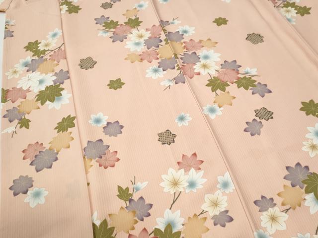 平和屋着物●上質な小紋 楓文 正絹 逸品 CABG0588yc