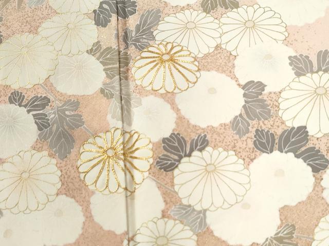 平和屋着物●訪問着 駒刺繍 笹竹菊文 金彩 ロング丈 正絹 逸品 未使用 CABG0589yc
