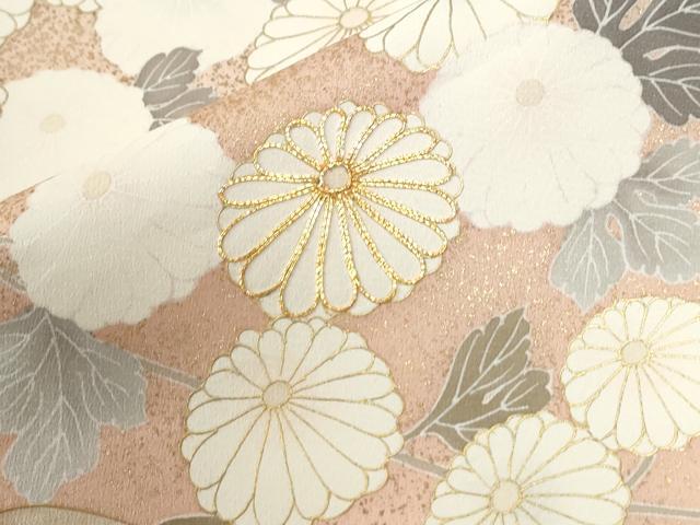 平和屋着物●訪問着 駒刺繍 笹竹菊文 金彩 ロング丈 正絹 逸品 未使用 CABG0589yc