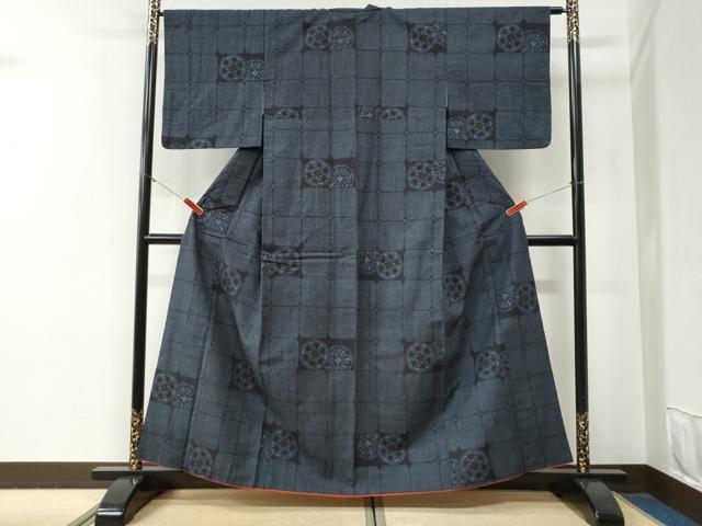 平和屋着物●結城紬 100亀甲 源氏車 正絹 逸品 CABG0600yc