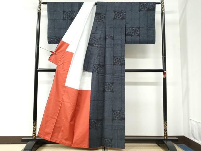 平和屋着物●結城紬 100亀甲 源氏車 正絹 逸品 CABG0600yc