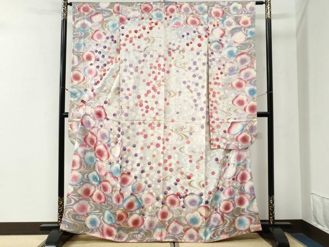 平和屋着物●豪華振袖 駒刺繍 流水梅文 金彩 正絹 逸品 CABG0603yc