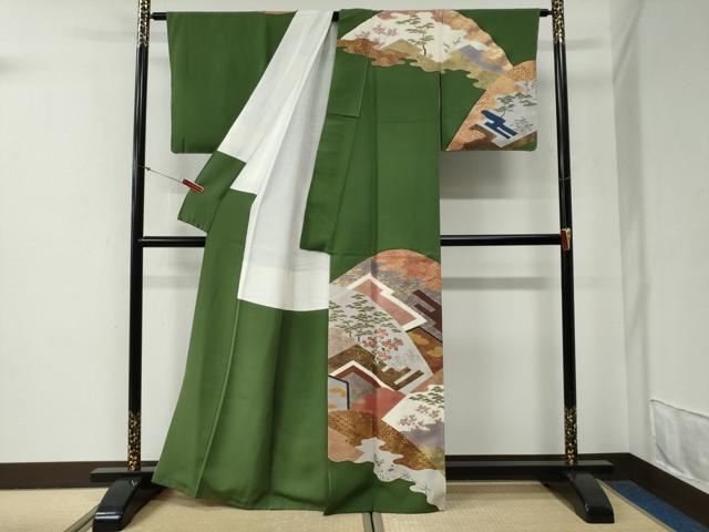 平和屋着物●訪問着 吉祥花松文 金彩 正絹 逸品 未使用 CABG0610yc