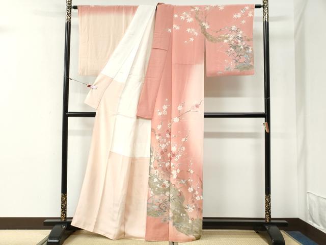 平和屋着物●十日町友禅作家 松雨 訪問着 流水花鳥文 暈し染め 金彩 正絹 逸品 CABG0612yc