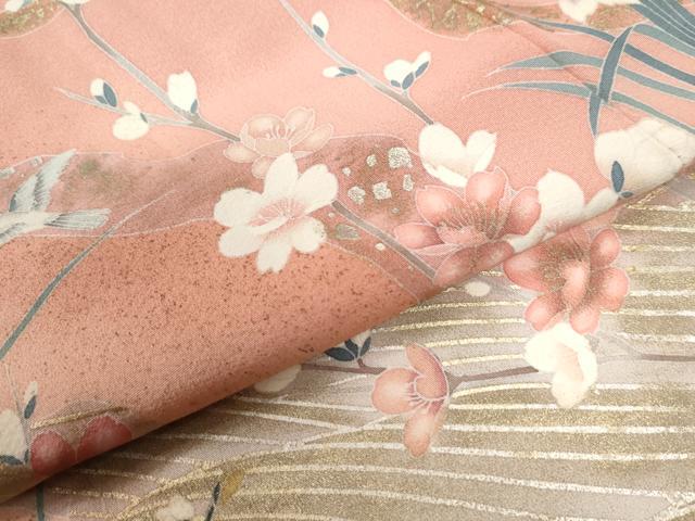 平和屋着物●十日町友禅作家 松雨 訪問着 流水花鳥文 暈し染め 金彩 正絹 逸品 CABG0612yc