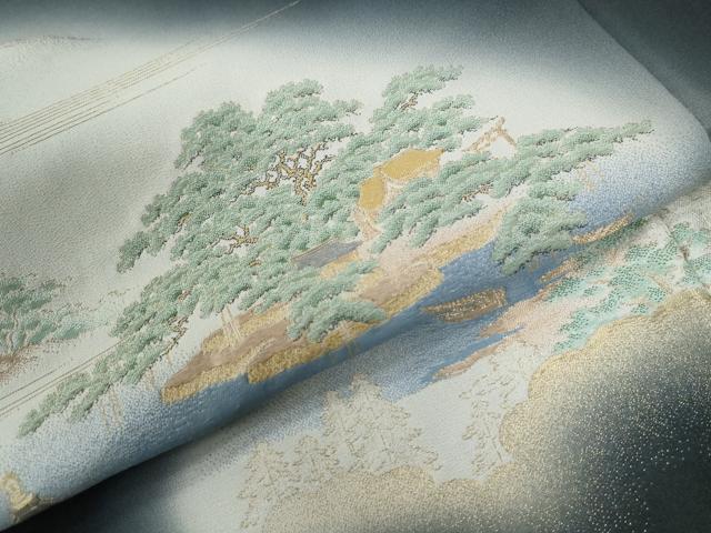 平和屋着物●豪華黒留袖 寿光織 渡り橋風景文 暈し染め 金糸 さが美扱い 正絹 逸品 未使用 CABG0618yc