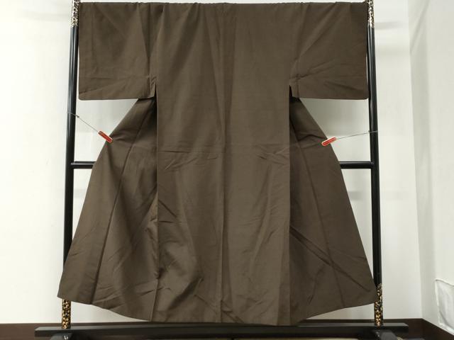 平和屋着物●男性 紬 色無地 赤墨色 正絹 逸品 CABG0622yc