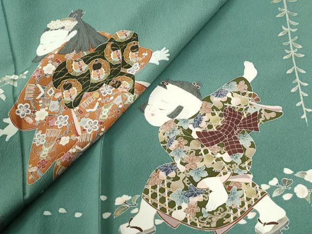 平和屋着物●訪問着 作家物 童子遊び ロング丈 正絹 逸品 CABG0626yc