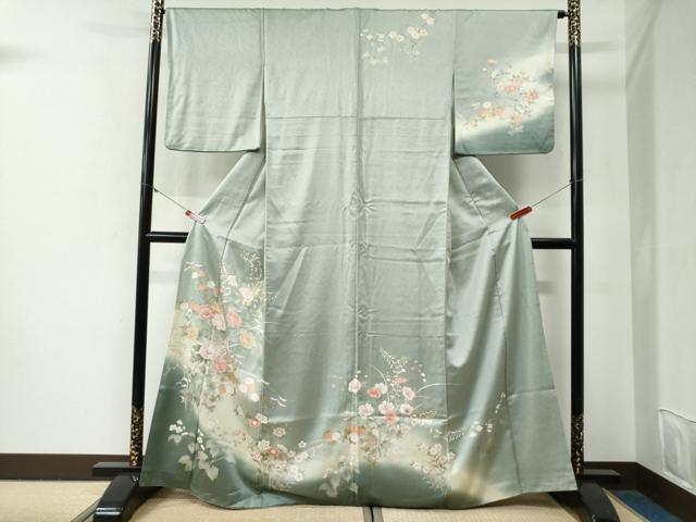平和屋着物●訪問着 枝花文 暈し染め 金彩 正絹 逸品 CABG0627yc
