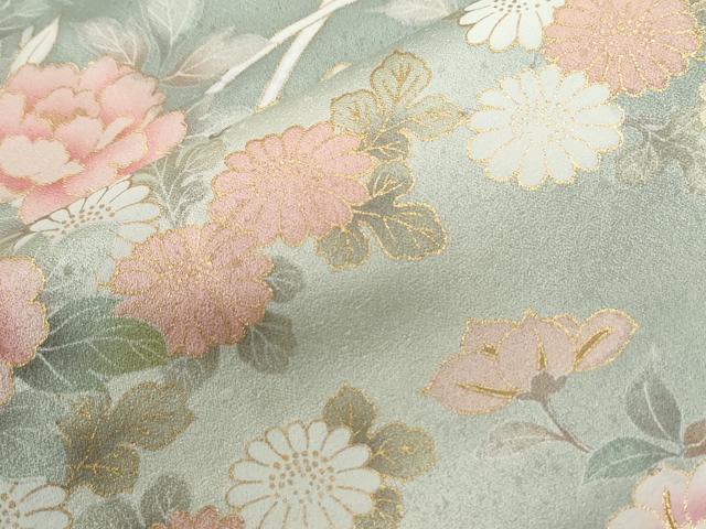 平和屋着物●訪問着 枝花文 暈し染め 金彩 正絹 逸品 CABG0627yc
