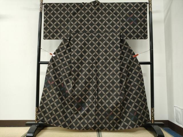 平和屋着物●訪問着 本場大島紬 7マルキ 七宝文 正絹 逸品 CABG0629yc
