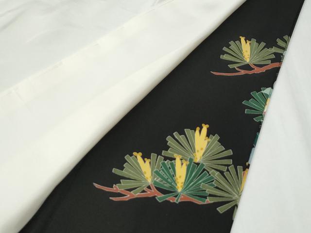 平和屋着物●豪華黒留袖 友禅 作家物 枝松葉風景花文 正絹 逸品 CABG0632yc