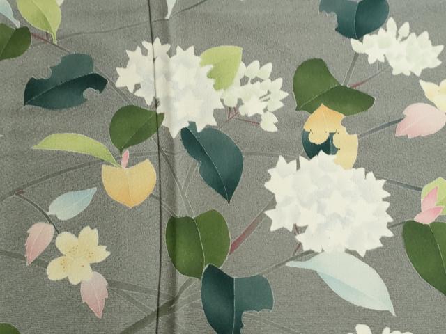 平和屋着物●京加賀糸目友禅作家 山崎巌 訪問着 枝花文 ロング丈 正絹 逸品 CABG0642yc