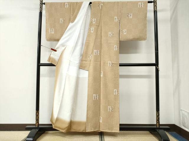 平和屋着物●上質な小紋 市松花唐草文 正絹 逸品 未使用 CABG0644yc