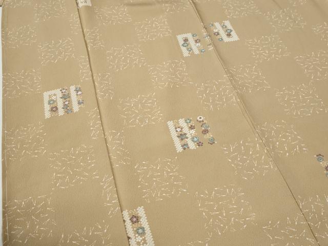 平和屋着物●上質な小紋 市松花唐草文 正絹 逸品 未使用 CABG0644yc