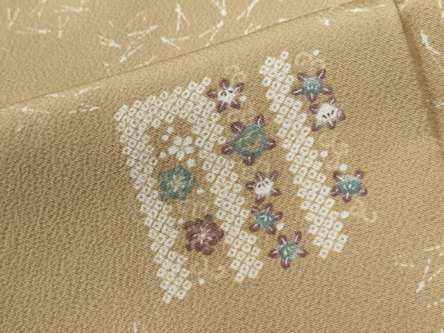 平和屋着物●上質な小紋 市松花唐草文 正絹 逸品 未使用 CABG0644yc