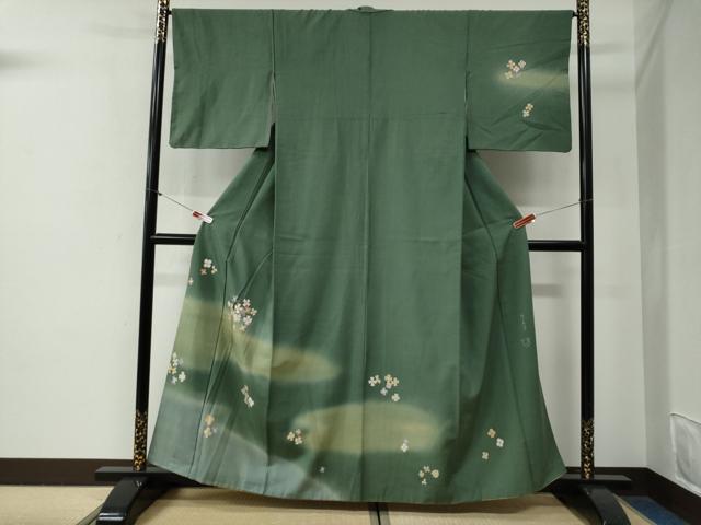 平和屋着物●訪問着 紬地 作家物 舞花文 正絹 逸品 CABG0647yc
