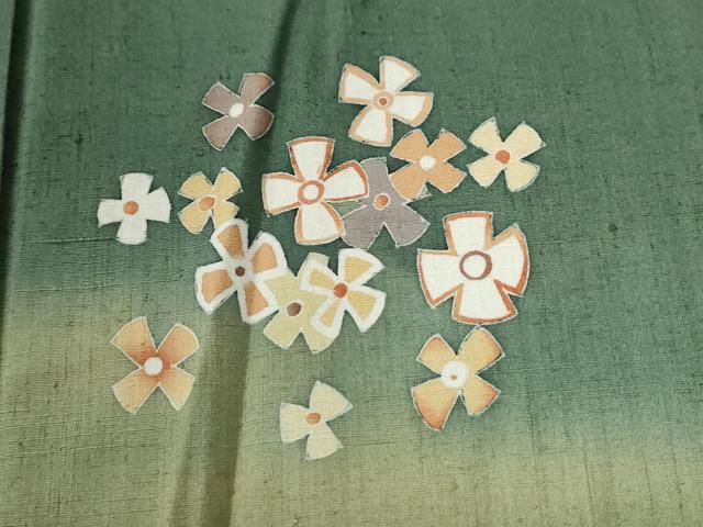 平和屋着物●訪問着 紬地 作家物 舞花文 正絹 逸品 CABG0647yc