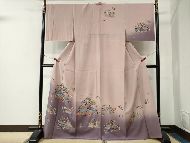平和屋着物●訪問着 紅型 飛鳥松竹梅風景文 暈し染め 正絹 逸品 CABG0663yc