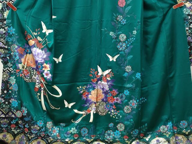 平和屋着物●豪華振袖 舞蝶御所車牡丹花文 暈し染め 金銀彩 正絹 逸品 CABG0666yc