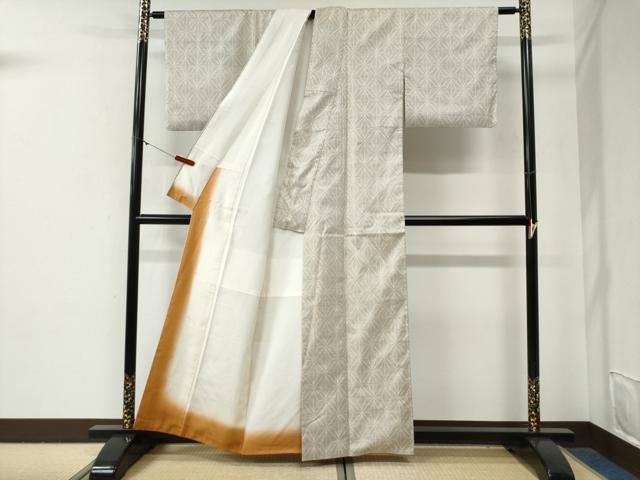 平和屋着物●本場大島紬 白大島 7マルキ 麻の葉文様 正絹 逸品 CABG0669yc