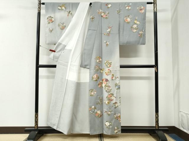 平和屋着物●訪問着 総刺繍 草花丸文 暈し染め 金彩 正絹 逸品 未使用 CABG0672yc