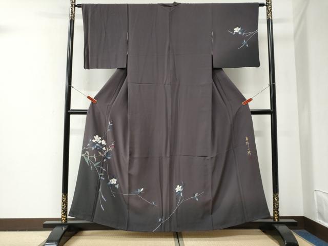 平和屋着物●染色作家 草野一騎 訪問着 枝花文 暈し染め 正絹 逸品 CABG0684yc