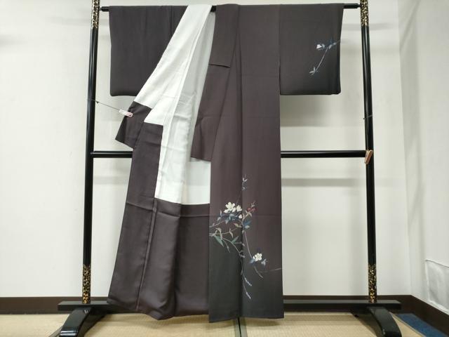 平和屋着物●染色作家 草野一騎 訪問着 枝花文 暈し染め 正絹 逸品 CABG0684yc