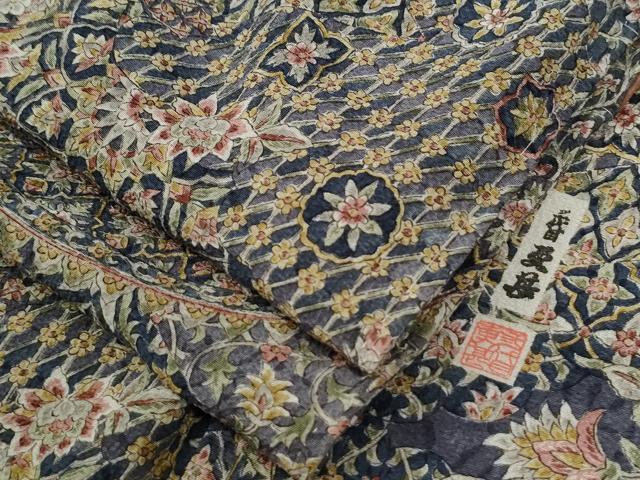 平和屋着物●二代目更甚 江戸更紗 小紋 更紗吉祥花唐草文 正絹 逸品 未使用 CABG0695yc