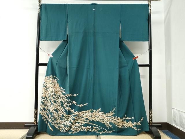 平和屋着物●豪華色留袖 駒刺繍 鬘帯枝花文 金彩 正絹 逸品 CABG0710yc