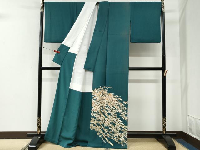 平和屋着物●豪華色留袖 駒刺繍 鬘帯枝花文 金彩 正絹 逸品 CABG0710yc