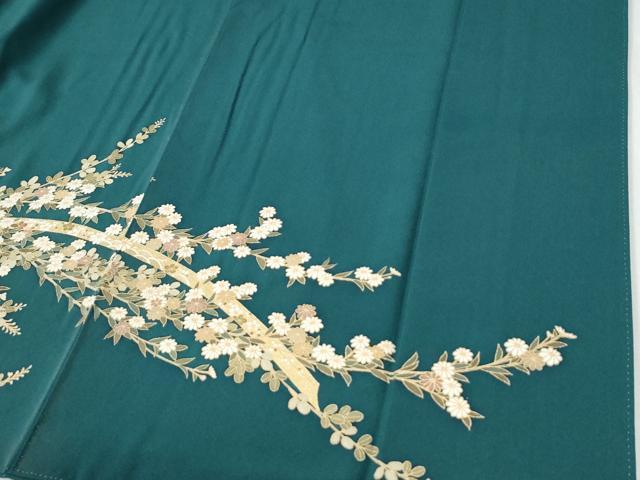 平和屋着物●豪華色留袖 駒刺繍 鬘帯枝花文 金彩 正絹 逸品 CABG0710yc
