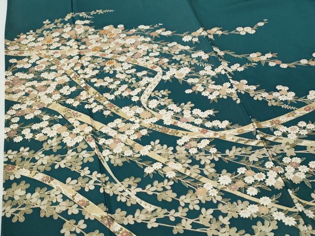 平和屋着物●豪華色留袖 駒刺繍 鬘帯枝花文 金彩 正絹 逸品 CABG0710yc