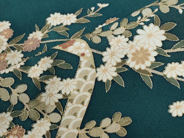 平和屋着物●豪華色留袖 駒刺繍 鬘帯枝花文 金彩 正絹 逸品 CABG0710yc