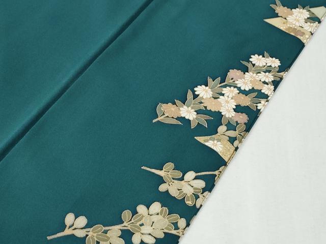 平和屋着物●豪華色留袖 駒刺繍 鬘帯枝花文 金彩 正絹 逸品 CABG0710yc