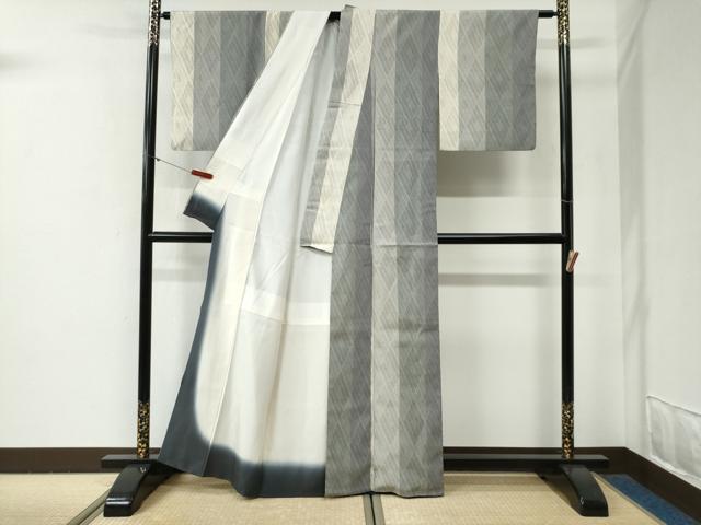 平和屋着物●本塩沢 縞 正絹 逸品 CABG0711yc