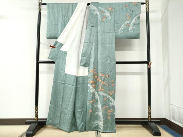 平和屋着物●訪問着 絞り 万寿菊 金彩 正絹 逸品 CABG0713yc