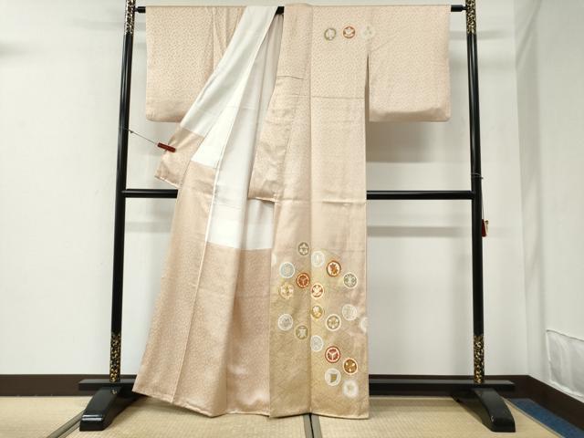 平和屋着物●訪問着 駒刺繍 松皮菱宝尽くし花丸文 金彩 正絹 逸品 CABG0714yc