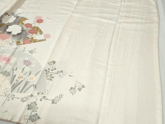 平和屋着物●訪問着 刺繍 地紙草花文 金彩 正絹 逸品 未使用 CABG0716yc